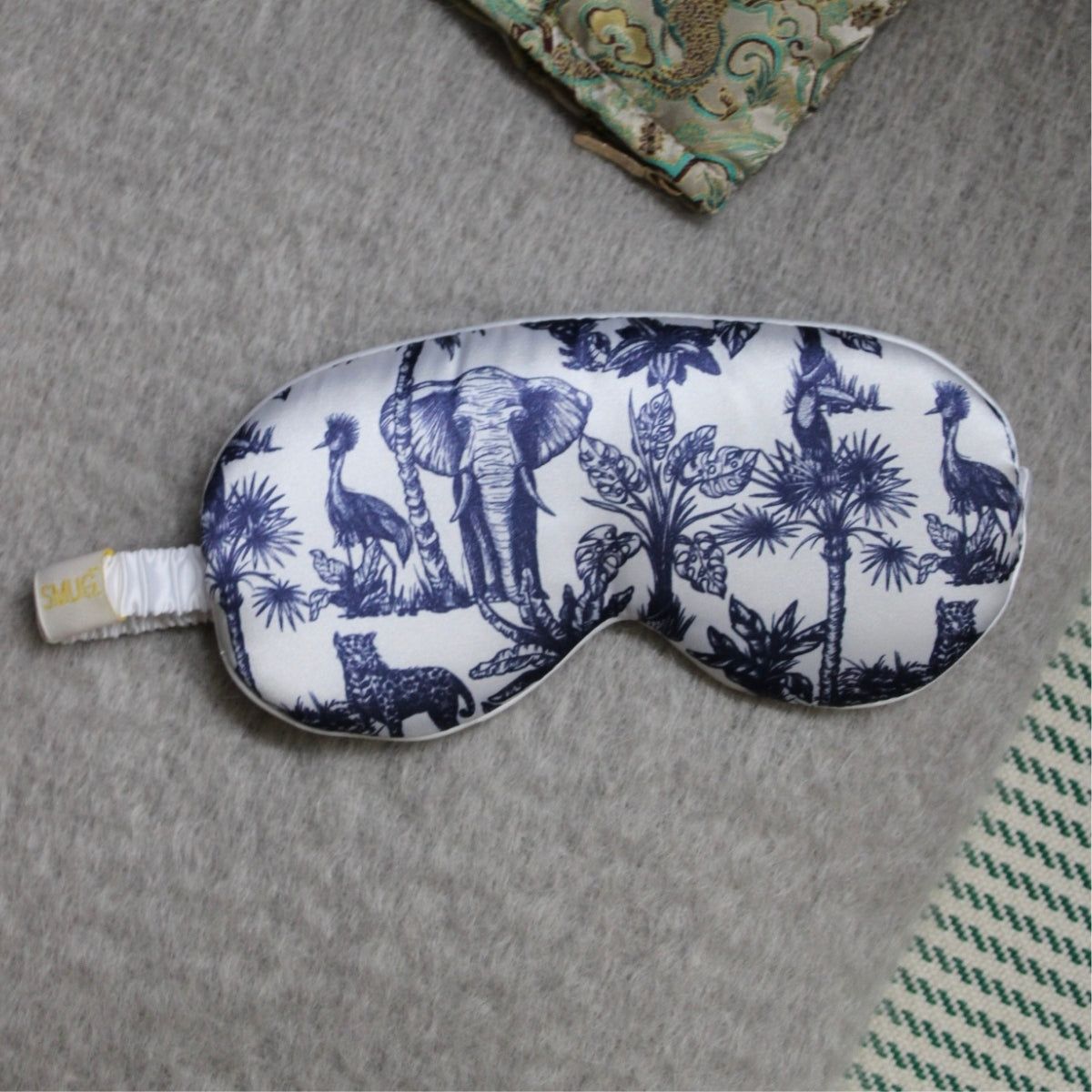 Cloud Padded Satin Sleep Mask - Elephant Print