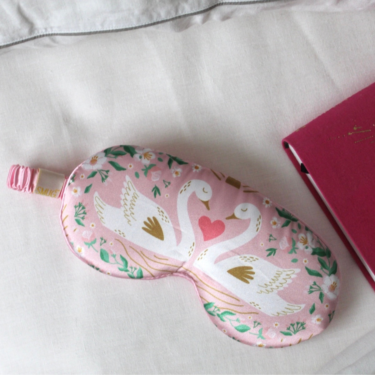 Cloud Padded Satin Sleep Mask - Swans Print