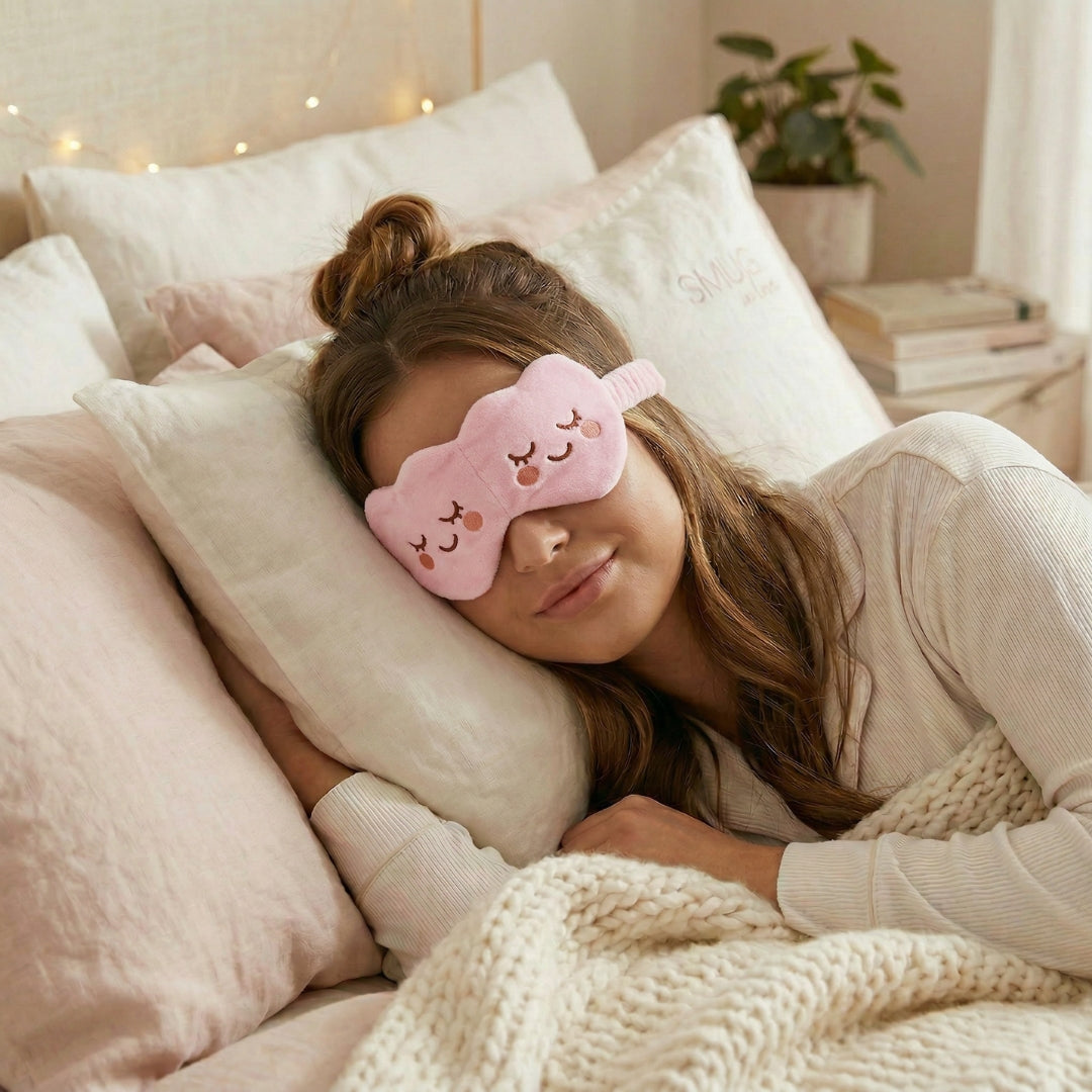 Novelty Plush Sleep Mask - Pink Hearts