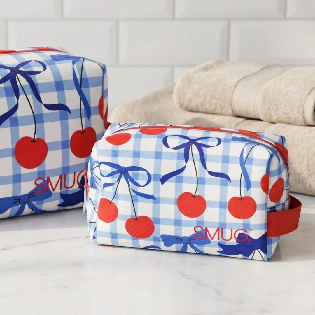 Toiletry Bag - Blue Cherries Print