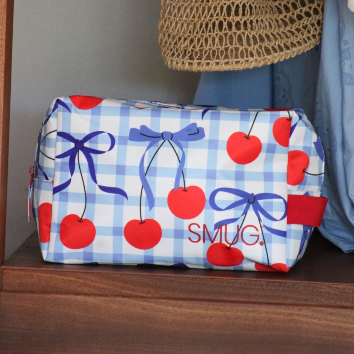 Wash Bag - Blue Cherries Print