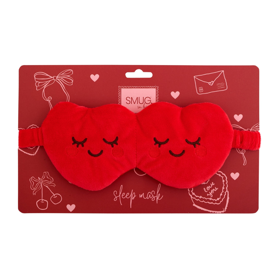 Novelty Plush Sleep Mask - Red Hearts