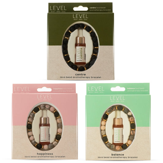 Lava Bead Aromatherapy Bracelet Set - Happiness, Centre & Balance