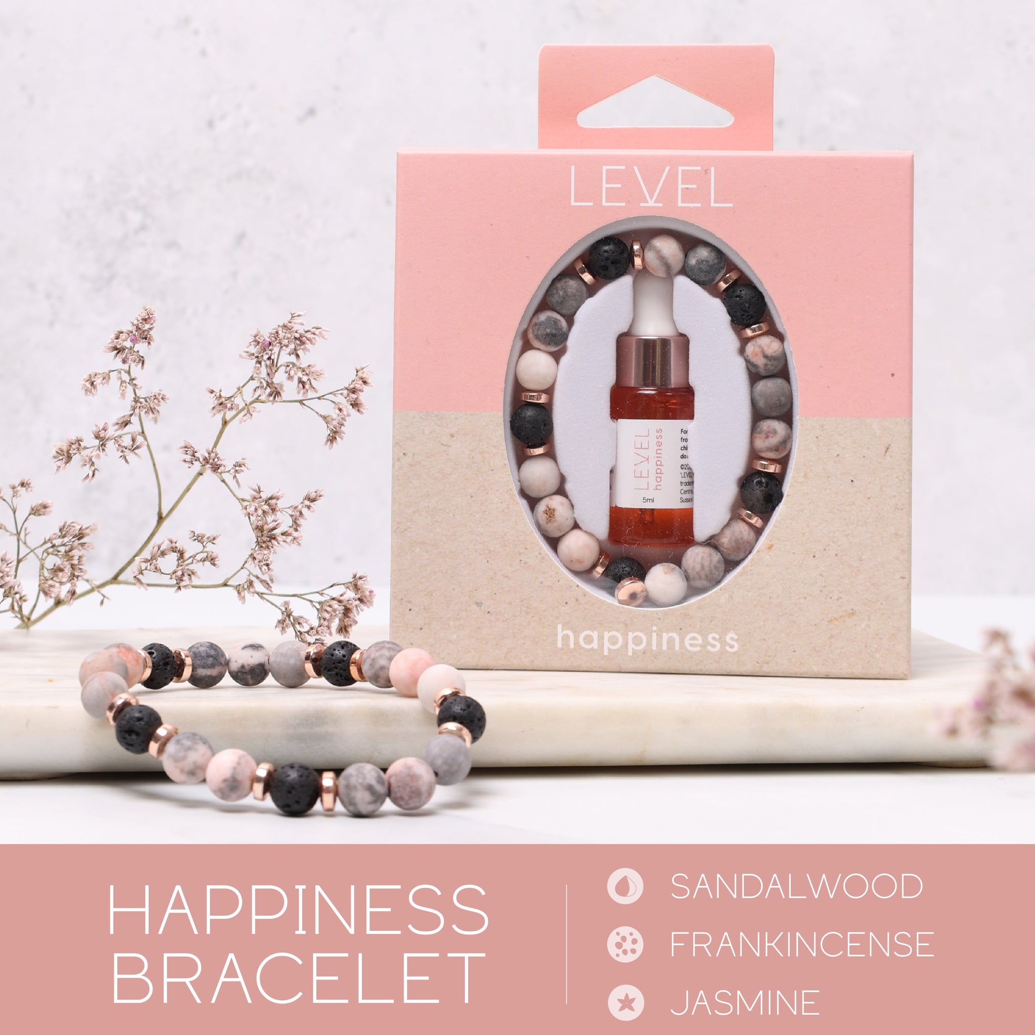 Lava Bead Aromatherapy Bracelet Set- Centre & Happiness