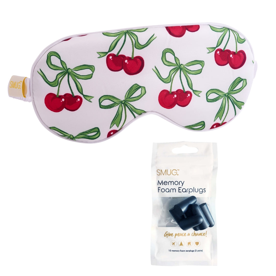 Satin Sleep Mask - White Cherries
