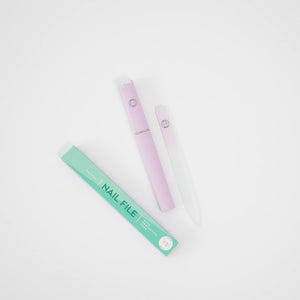 Crystal Glass Nail File with Protective Case - Pastel Lilac, 2mm