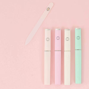 Crystal Glass Nail File with Protective Case (pack of 2) - Pastel Pink, 3mm