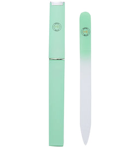 Crystal Glass Nail File with Protective Case - Pastel Green, 2mm