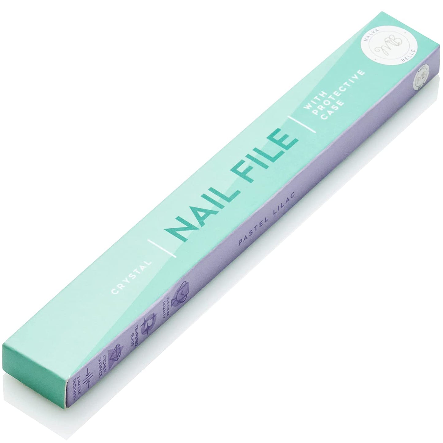 Crystal Glass Nail File with Protective Case - Pastel Lilac, 2mm