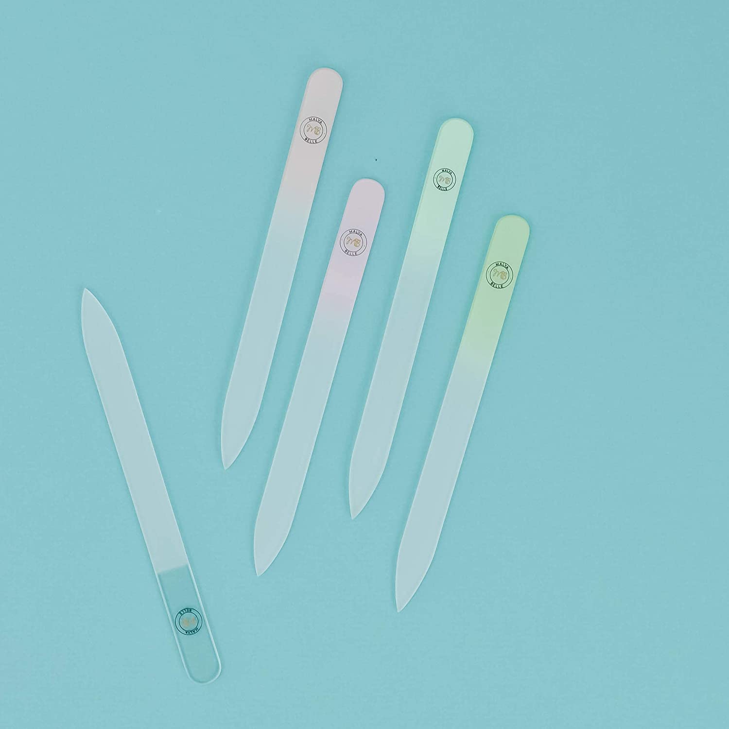 Crystal Glass Nail File with Protective Case - Pastel Green, 2mm