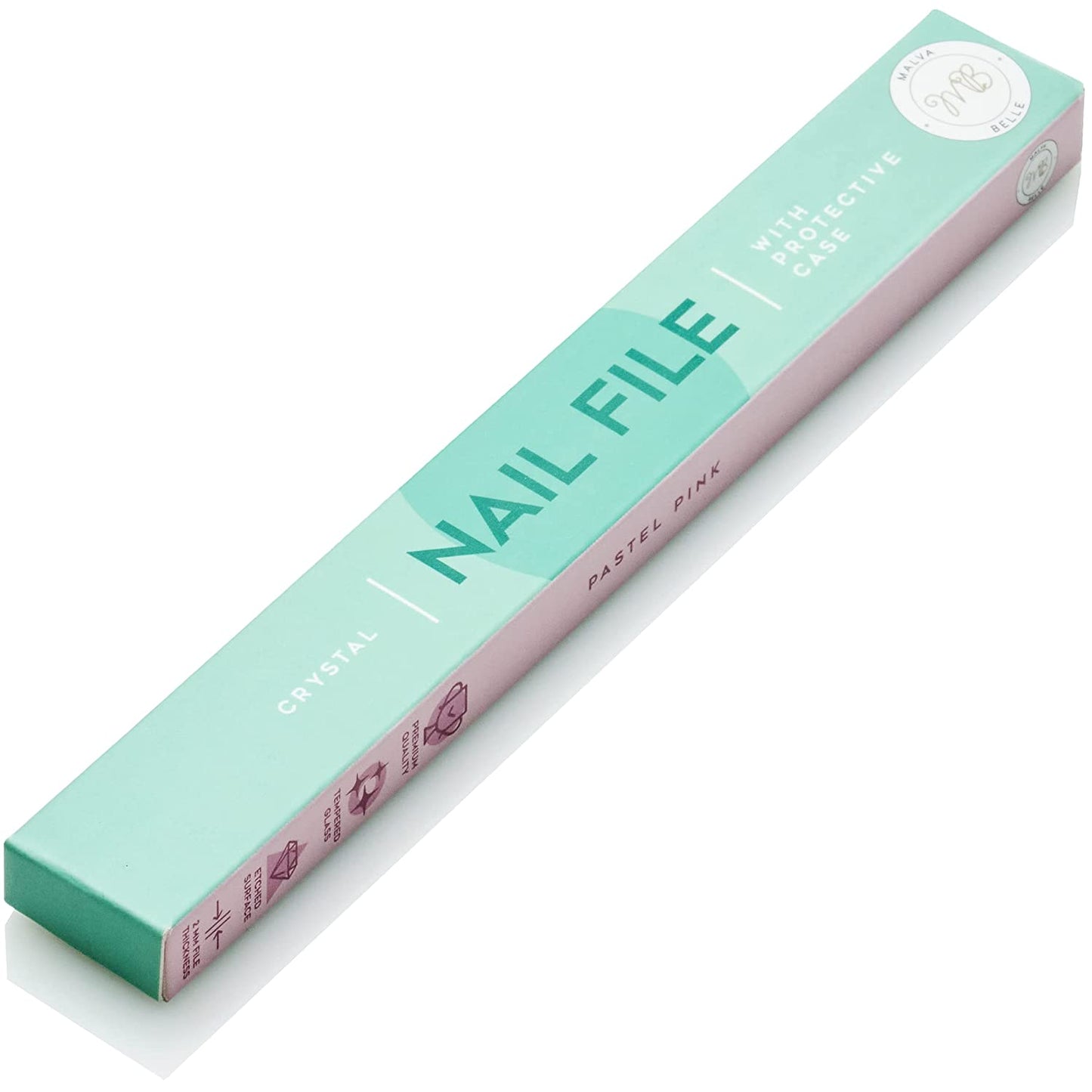 Crystal Glass Nail File with Protective Case - Pink, 2mm