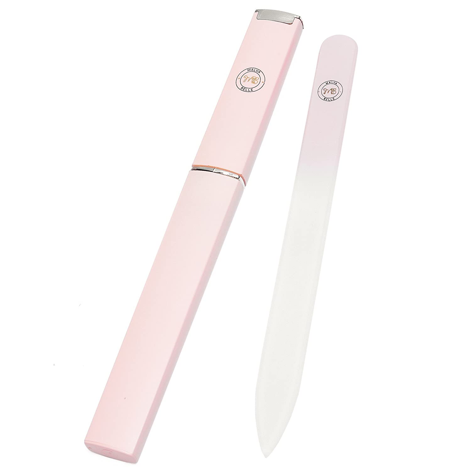 Crystal Glass Nail File with Protective Case - Pink, 3mm