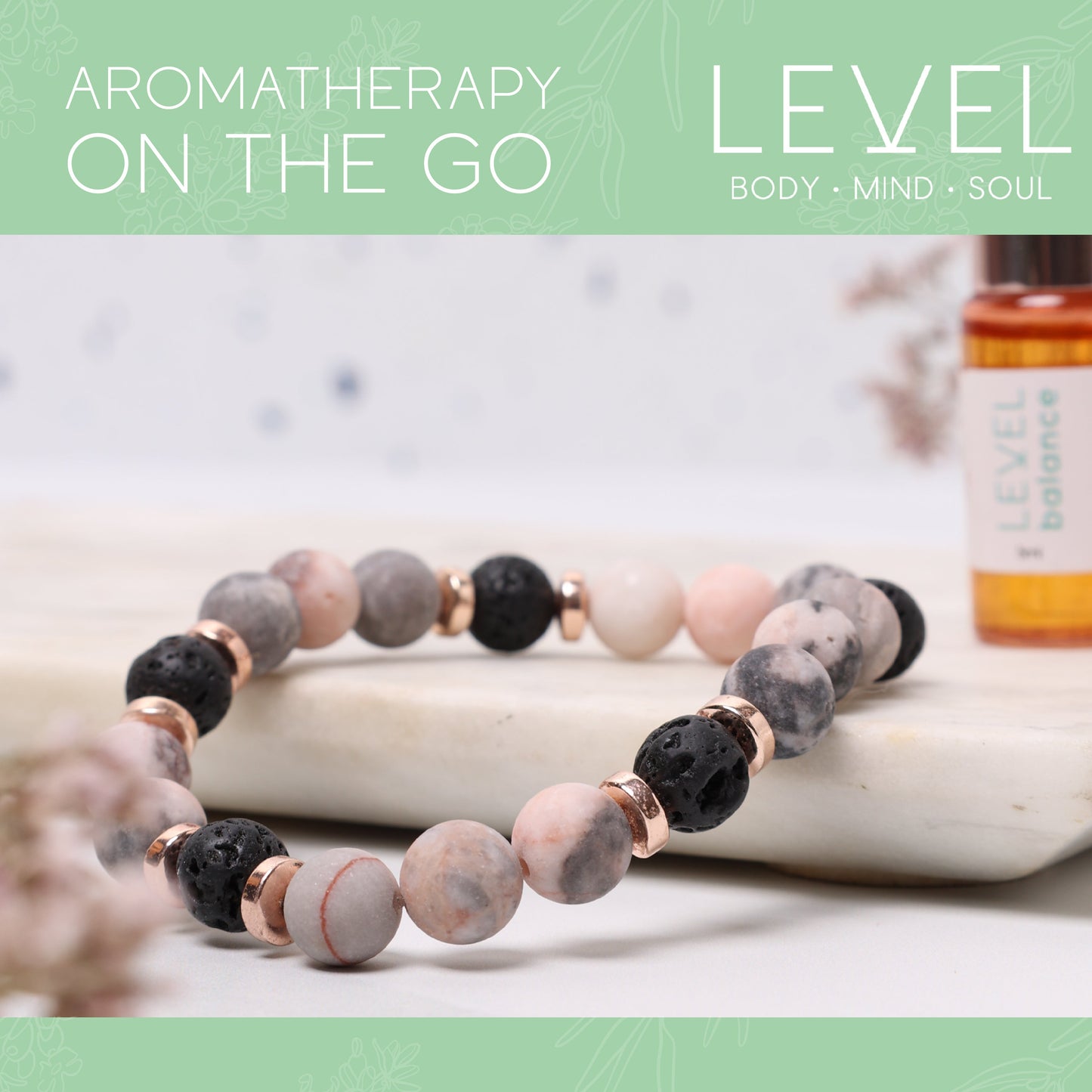 Lava Bead Aromatherapy Bracelet with Essential Oil - Balance