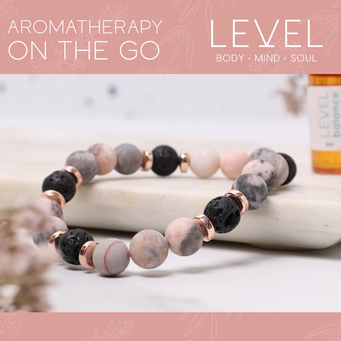 Lava Bead Aromatherapy Bracelet with Essential Oil - Happiness