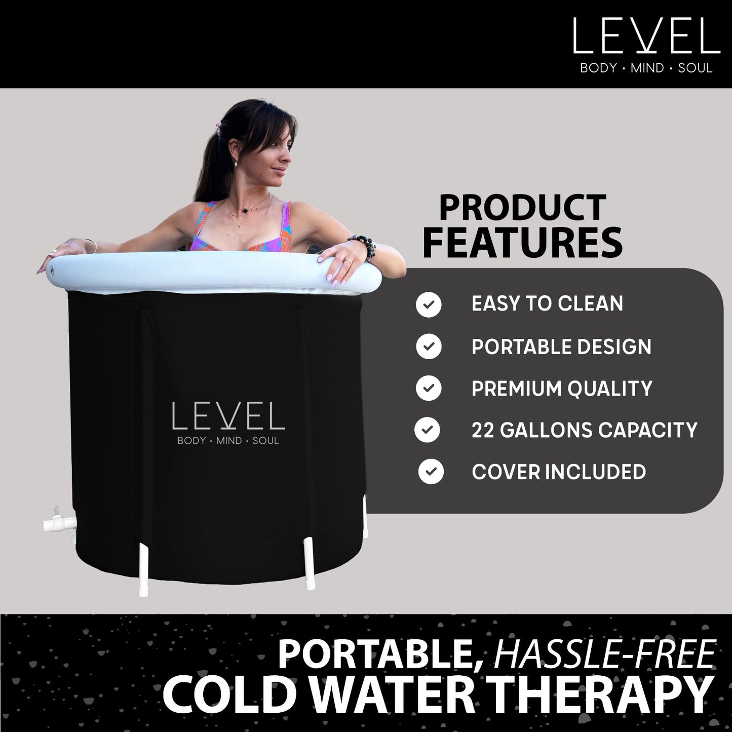 Portable Ice Bath - Black