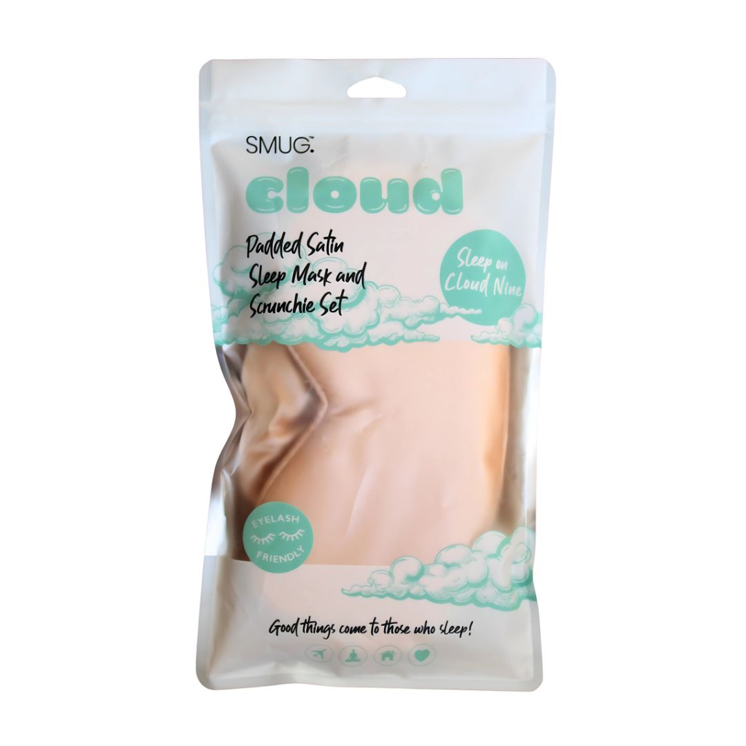 Cloud Padded Satin Sleep Mask & Scrunchie Set - Caramel