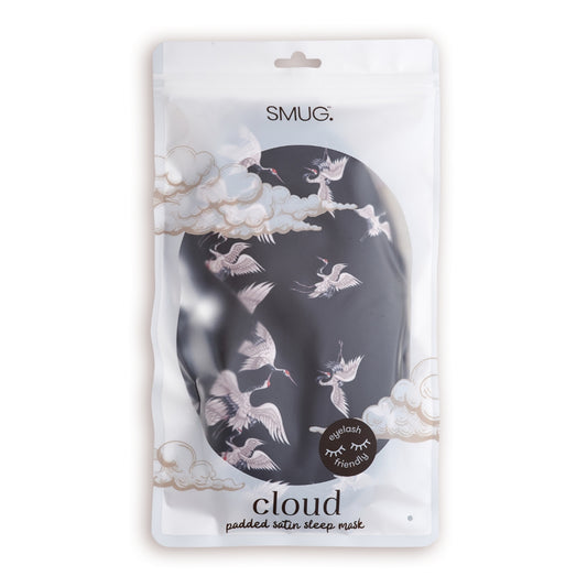 Cloud Padded Satin Sleep Mask - Moonlit Cranes