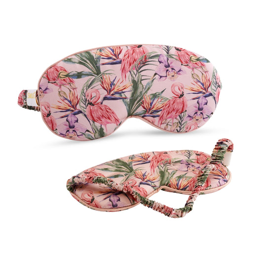 Cloud Padded Satin Sleep Mask - Flamingo Paradise