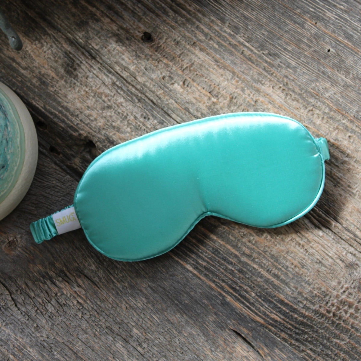 Cloud Padded Satin Sleep Mask - Aqua Print
