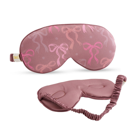 Cloud Padded Satin Sleep Mask - Mocha Bows