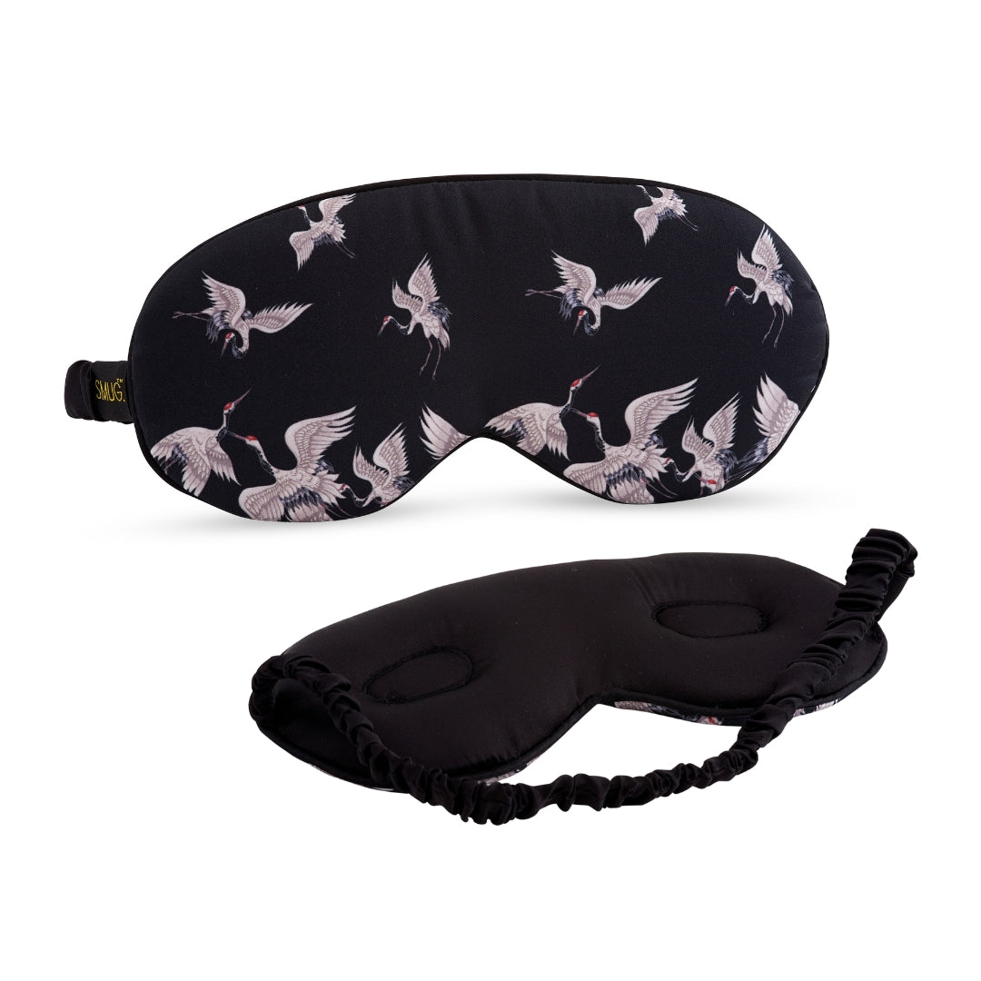 Cloud Padded Satin Sleep Mask - Moonlit Cranes