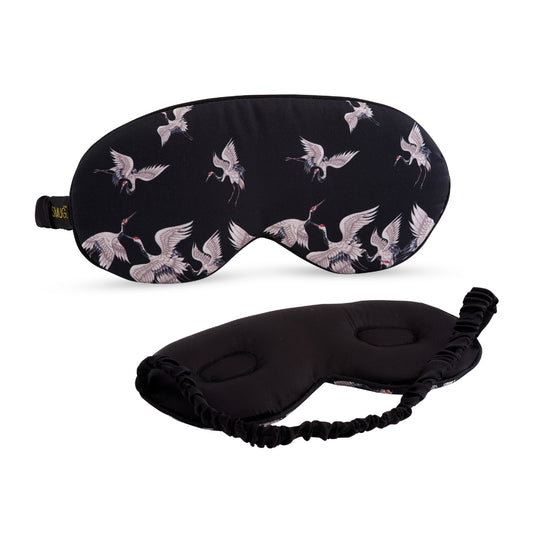 Cloud Padded Satin Sleep Mask - Moonlit Cranes