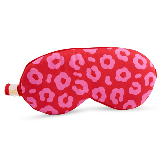 Cloud Padded Satin Sleep Mask - Red Leopard