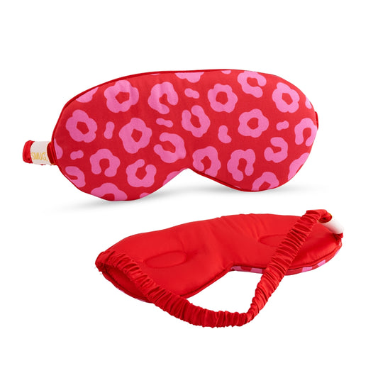 Cloud Padded Satin Sleep Mask - Red Leopard