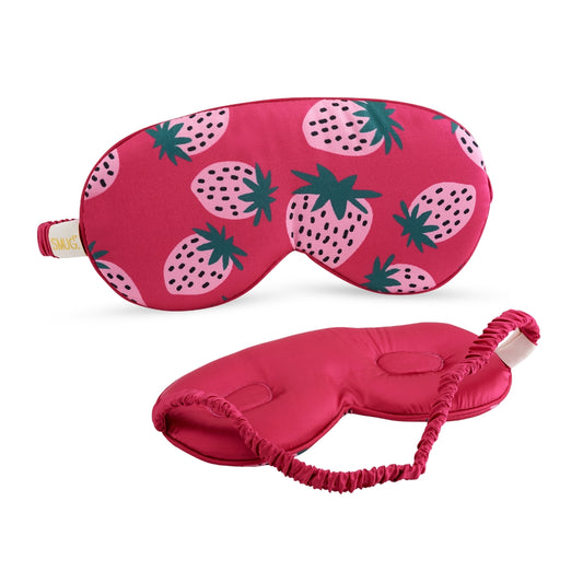 Cloud Padded Satin Sleep Mask - Strawberry Dreams