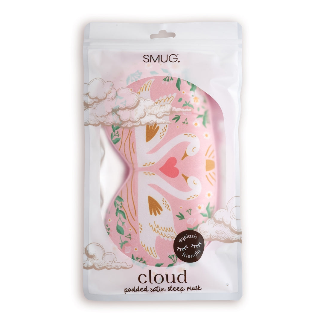 Cloud Padded Satin Sleep Mask - Swans