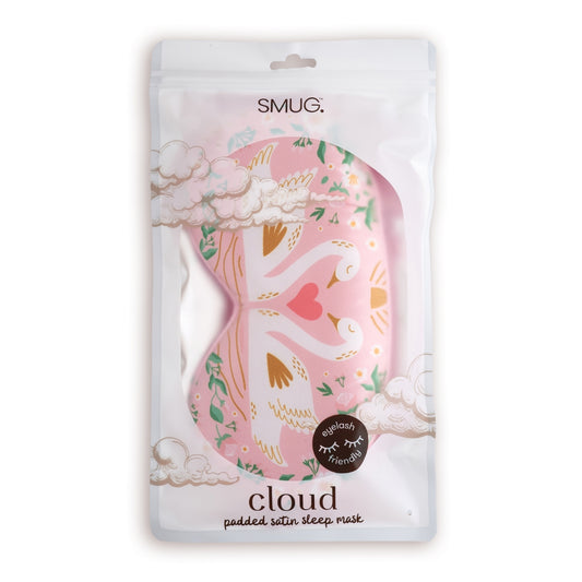 Cloud Padded Satin Sleep Mask - Swans