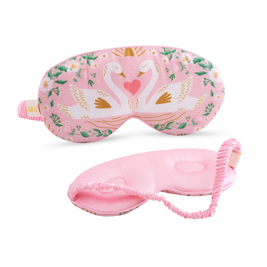 Cloud Padded Satin Sleep Mask - Swans