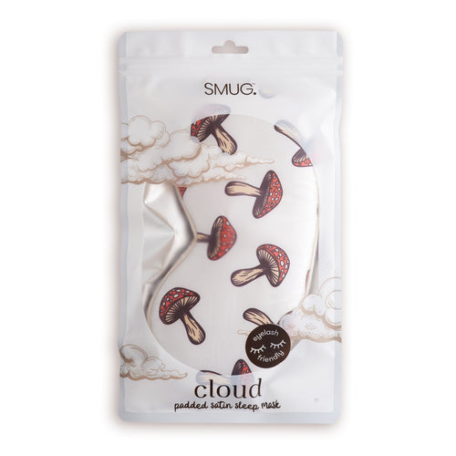 Cloud Padded Satin Sleep Mask - Toadstool Print