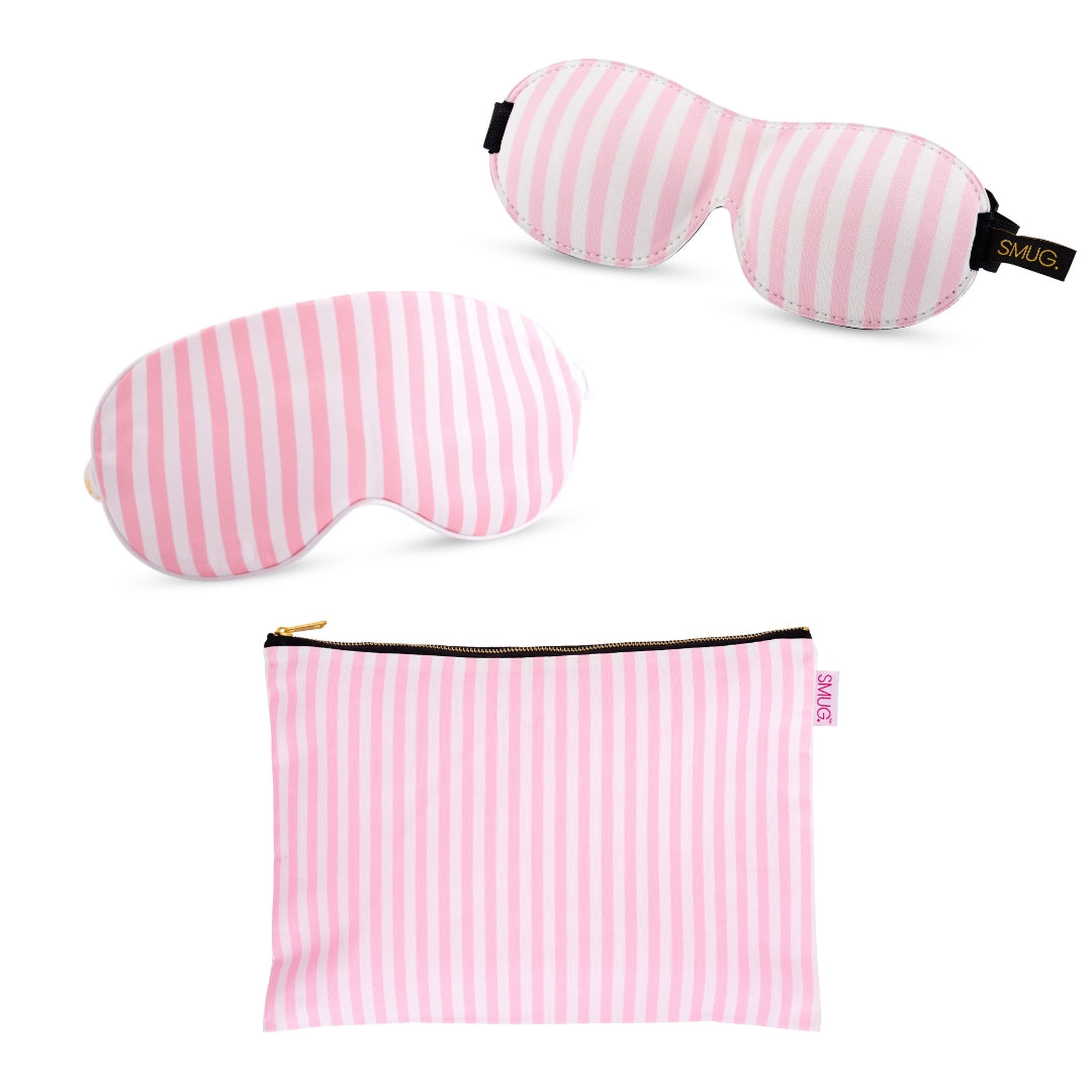 Contoured & Satin Sleep Mask Double Pack & Accessories Bag Set - Various Prints