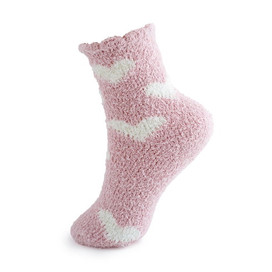 Cosy Cuddle Socks, White Hearts