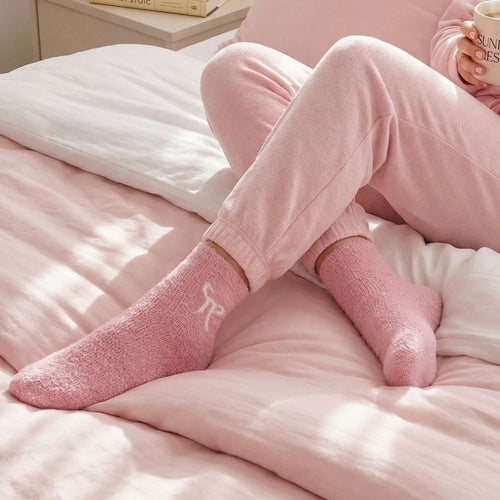 Cosy Cuddle Socks, White Bows