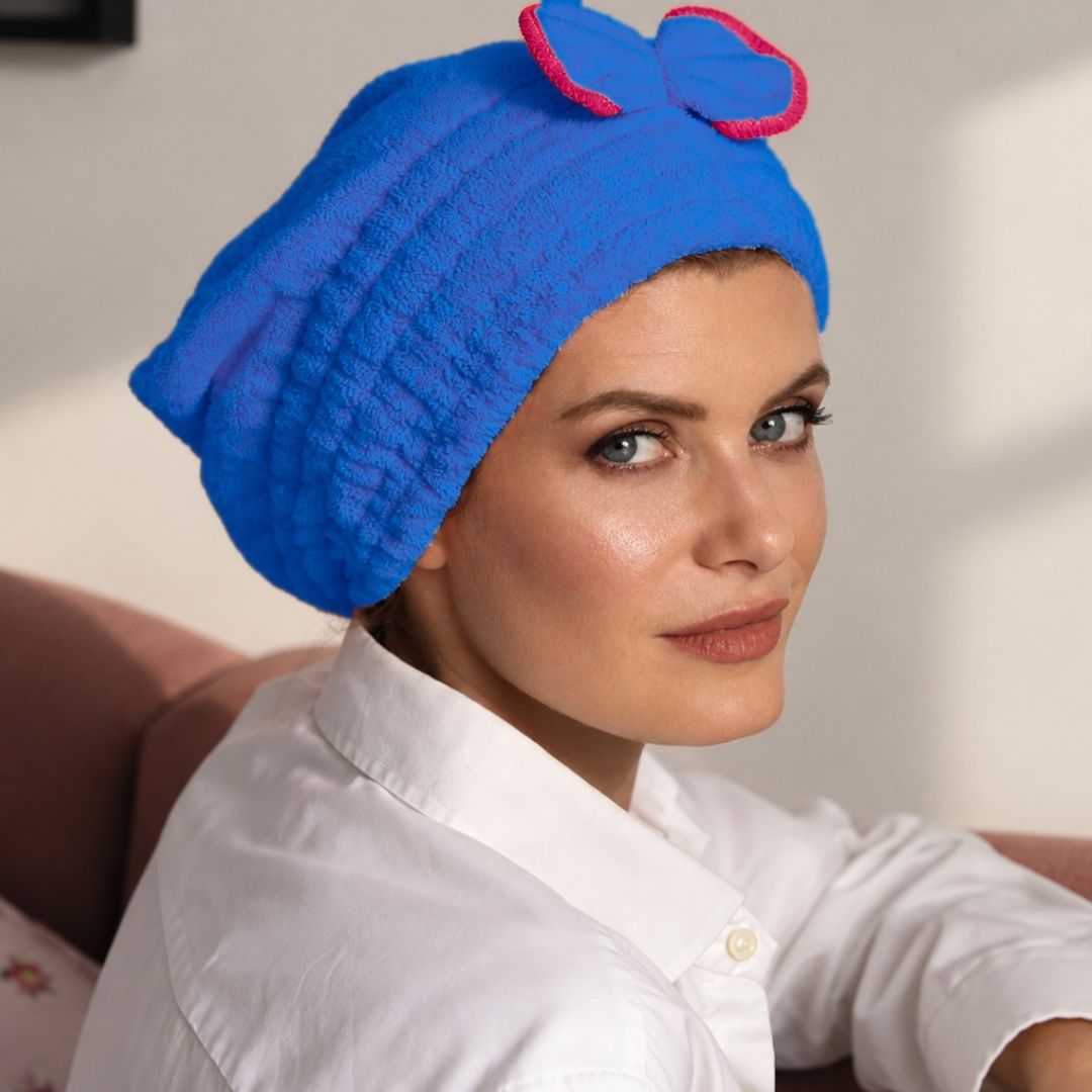Microfibre Hair Towel Cap, Blue