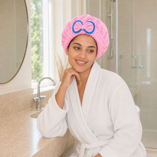 Microfibre Hair Towel Cap, Pale Pink