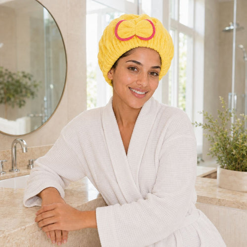 Microfibre Hair Towel Cap, Yellow