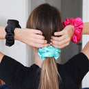 Cloud Satin Hair Scrunchie Set (set of 3) - Aqua Black