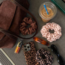 Cloud Satin Hair Scrunchie Set (set of 3) - Chocolate Leopard Polka Dot