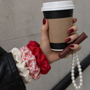 Cloud Satin Hair Scrunchie Set (set of 3) - Vintage Red Bows