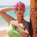 Satin Sleep Turban, Tropical Flamingo