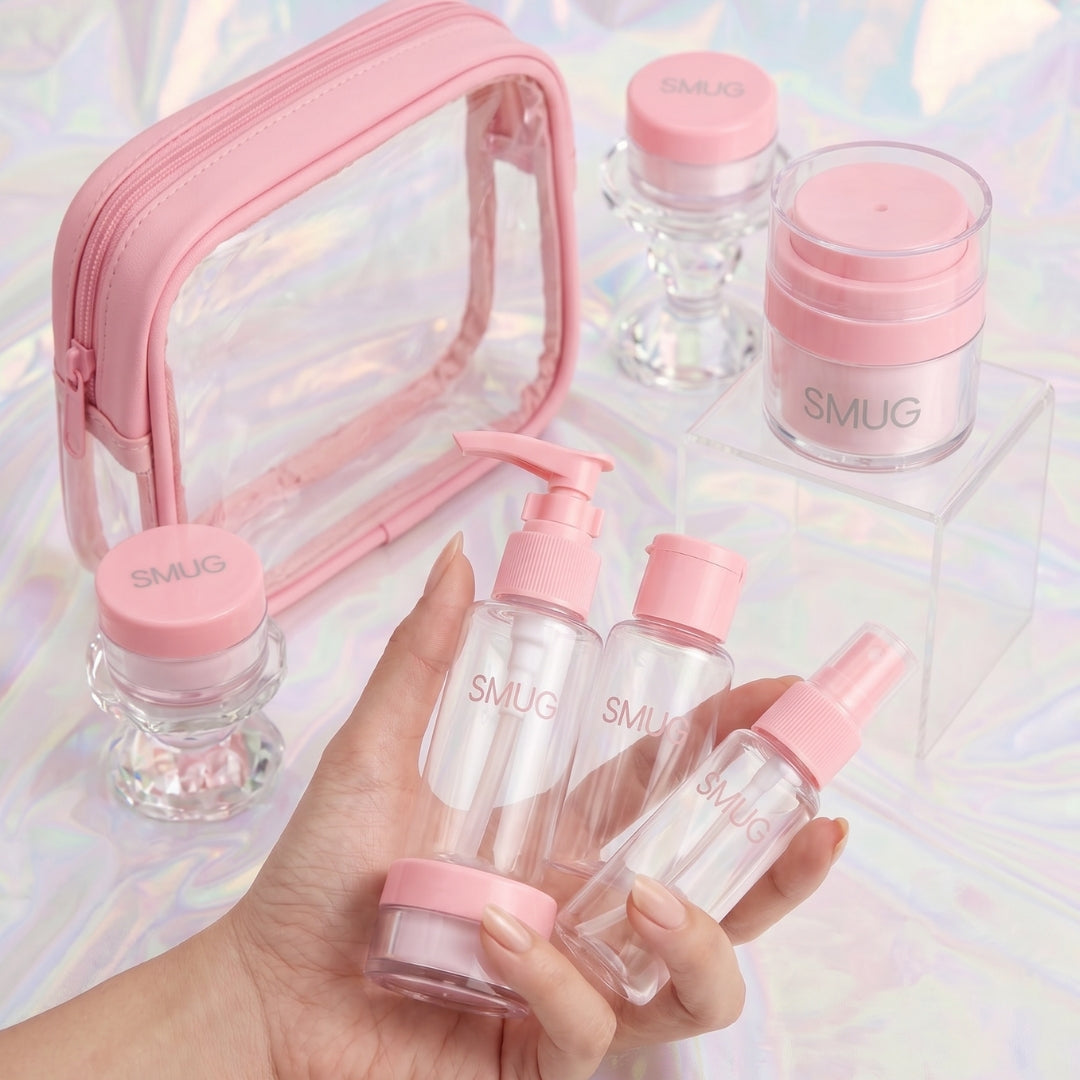 Travel Bottle 9-Piece Set - Pink