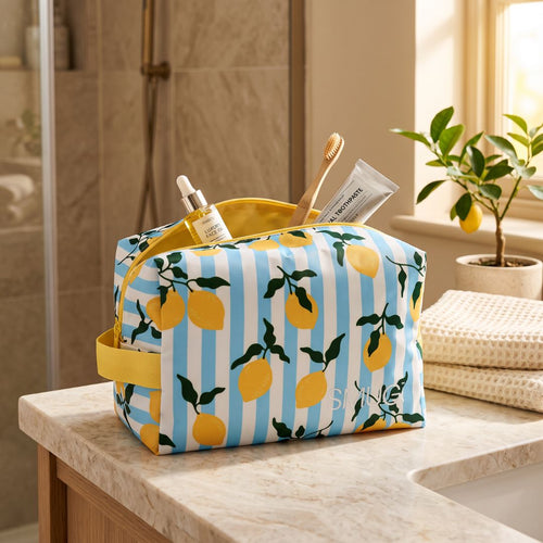 Wash Bag - Lemon Stripe