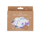 Satin Sleep Turban, Blue Ribbon Bloom