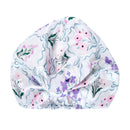 Satin Sleep Turban, Blue Ribbon Bloom
