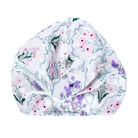 Satin Sleep Turban, Blue Ribbon Bloom