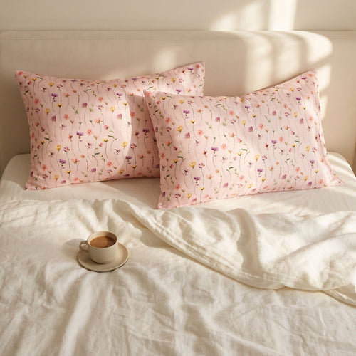 Soft Satin Pillowcase Set, Blush Meadow