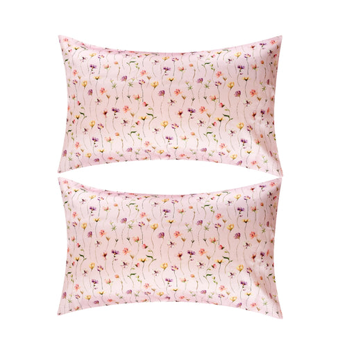 Soft Satin Pillowcase Set, Blush Meadow